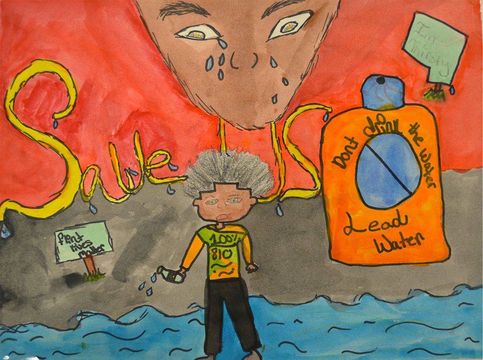 Drawing created by 8th grader, Keiori L., at Linden Charter School in Flint, Michigan in response to the Flint water crisis.